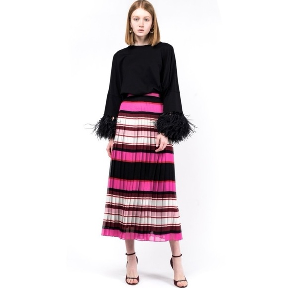 NEW VALENTINO GARAVANI STRIPED SILK MIDI SKIRT - Picture 13 of 13